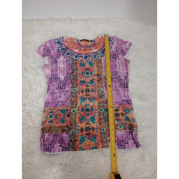 Ladies Misses Notations Purple Pink Blue  Top Sz S Short Sleeve - Picture 2 of 8